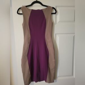 Cynthia Rowley Two-Tone Purple and Tan Midi Dress